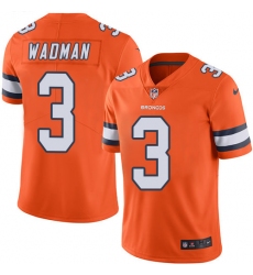 Men's Nike Denver Broncos #3 Colby Wadman Limited Orange Rush Vapor Untouchable NFL Jersey