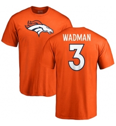 NFL Nike Denver Broncos #3 Colby Wadman Orange Name & Number Logo T-Shirt