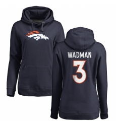 NFL Women's Nike Denver Broncos #3 Colby Wadman Navy Blue Name & Number Logo Pullover Hoodie