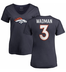 NFL Women's Nike Denver Broncos #3 Colby Wadman Navy Blue Name & Number Logo T-Shirt