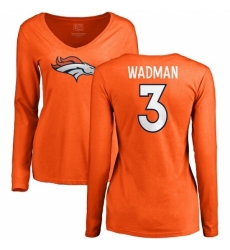 NFL Women's Nike Denver Broncos #3 Colby Wadman Orange Name & Number Logo Long Sleeve T-Shirt