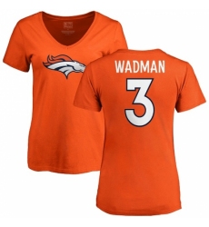 NFL Women's Nike Denver Broncos #3 Colby Wadman Orange Name & Number Logo T-Shirt