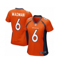 Women's Denver Broncos #6 Colby Wadman Game Orange Team Color Football Jersey