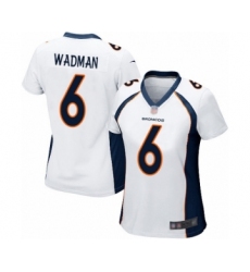 Women's Denver Broncos #6 Colby Wadman Game White Football Jersey