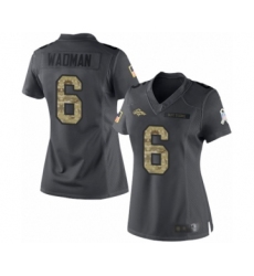 Women's Denver Broncos #6 Colby Wadman Limited Black 2016 Salute to Service Football Jersey