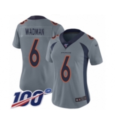 Women's Denver Broncos #6 Colby Wadman Limited Silver Inverted Legend 100th Season Football Jersey