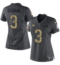 Women's Nike Denver Broncos #3 Colby Wadman Limited Black 2016 Salute to Service NFL Jersey