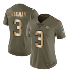 Women's Nike Denver Broncos #3 Colby Wadman Limited Olive Gold 2017 Salute to Service NFL Jersey