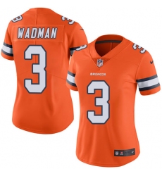 Women's Nike Denver Broncos #3 Colby Wadman Limited Orange Rush Vapor Untouchable NFL Jersey