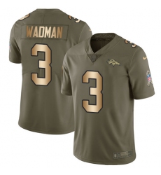 Youth Nike Denver Broncos #3 Colby Wadman Limited Olive Gold 2017 Salute to Service NFL Jersey