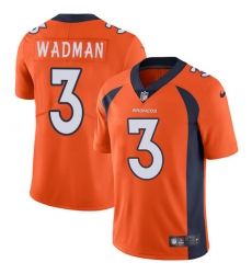 Youth Nike Denver Broncos #3 Colby Wadman Orange Team Color Vapor Untouchable Limited Player NFL Jersey