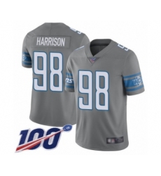 Men's Detroit Lions #98 Damon Harrison Limited Steel Rush Vapor Untouchable 100th Season Football Jersey