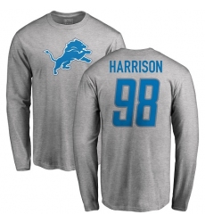 NFL Nike Detroit Lions #98 Damon Harrison Ash Name & Number Logo Long Sleeve T-Shirt
