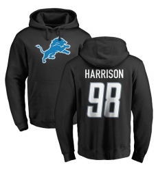 NFL Nike Detroit Lions #98 Damon Harrison Black Name & Number Logo Pullover Hoodie