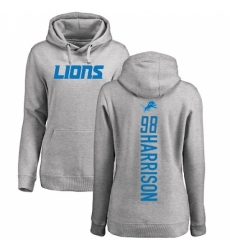 NFL Women's Nike Detroit Lions #98 Damon Harrison Ash Backer Pullover Hoodie