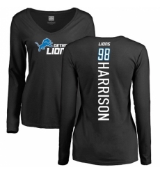 NFL Women's Nike Detroit Lions #98 Damon Harrison Black Backer Long Sleeve T-Shirt