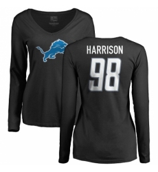 NFL Women's Nike Detroit Lions #98 Damon Harrison Black Name & Number Logo Long Sleeve T-Shirt