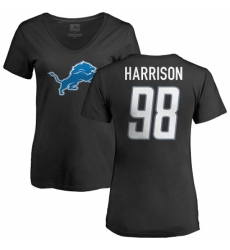NFL Women's Nike Detroit Lions #98 Damon Harrison Black Name & Number Logo T-Shirt
