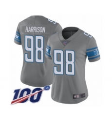 Women's Detroit Lions #98 Damon Harrison Limited Steel Rush Vapor Untouchable 100th Season Football Jersey