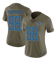 Women's Nike Detroit Lions #98 Damon Harrison Limited Olive 2017 Salute to Service NFL Jersey