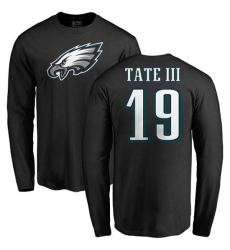 Nike Philadelphia Eagles #19 Golden Tate III Black Name & Number Logo Long Sleeve T-Shirt