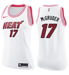 Women's Nike Miami Heat #17 Rodney McGruder Swingman White Pink Fashion NBA Jersey