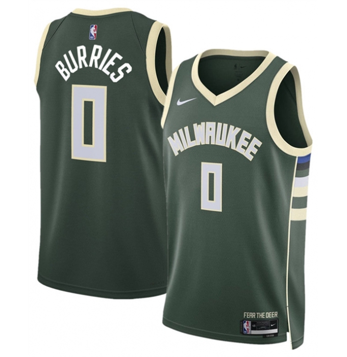 Men's Milwaukee Bucks #0 Brayden Burries Green 2026 Draft Icon Edition Stitched Basketball Jersey