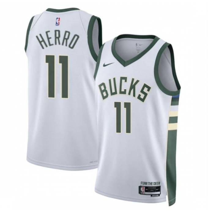 Men's Milwaukee Bucks #11 Tyler Herro White 2026 Association Edition Stitched Basketball Jersey