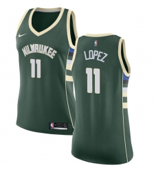 Women's Nike Milwaukee Bucks #11 Brook Lopez Swingman Green NBA Jersey - Icon Edition