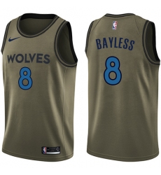 Youth Nike Minnesota Timberwolves #8 Jerryd Bayless Swingman Green Salute to Service NBA Jersey