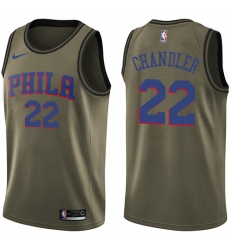 Men's Nike Philadelphia 76ers #22 Wilson Chandler Swingman Green Salute to Service NBA Jersey