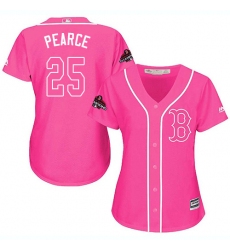 Women's Majestic Boston Red Sox #25 Steve Pearce Authentic Pink Fashion 2018 World Series Champions MLB Jersey