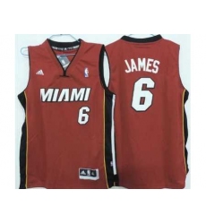 Kids Miami Heat 6 LeBron James Red Revolution 30 Swingman Jerseys