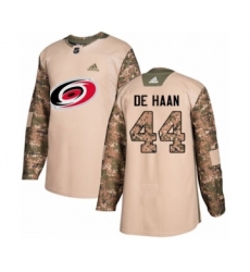 Men's Adidas Carolina Hurricanes #44 Calvin De Haan Authentic Camo Veterans Day Practice NHL Jersey