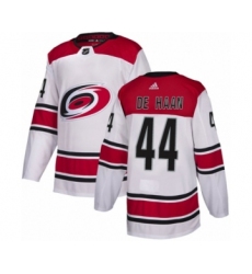 Men's Adidas Carolina Hurricanes #44 Calvin De Haan Authentic White Away NHL Jersey