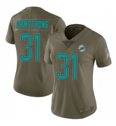 Women's Nike Miami Dolphins #31 Cornell Armstrong Olive Stitched NFL Limited 2017 Salute to Service Jersey