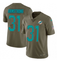 Youth Nike Miami Dolphins #31 Cornell Armstrong Olive Stitched NFL Limited 2017 Salute to Service Jersey