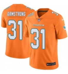 Youth Nike Miami Dolphins #31 Cornell Armstrong Orange Stitched NFL Limited Rush Jersey