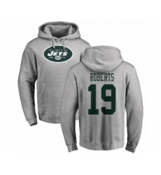 NFL Nike New York Jets #19 Andre Roberts Ash Name & Number Logo Pullover Hoodie
