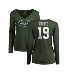 NFL Women's Nike New York Jets #19 Andre Roberts Green Name & Number Logo Long Sleeve T-Shirt