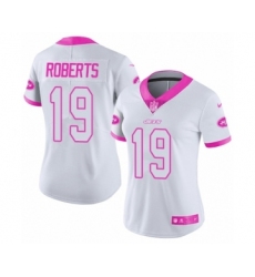 Women's Nike New York Jets #19 Andre Roberts Limited White Pink Rush Fashion NFL Jersey