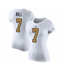NFL Women's Nike New Orleans Saints #7 Taysom Hill White Rush Pride Name & Number T-Shirt