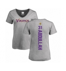 NFL Women's Nike Minnesota Vikings #31 Ameer Abdullah Ash Backer V-Neck T-Shirt