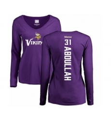 NFL Women's Nike Minnesota Vikings #31 Ameer Abdullah Purple Backer Slim Fit Long Sleeve T-Shirt