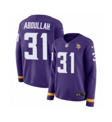 Women's Nike Minnesota Vikings #31 Ameer Abdullah Limited Purple Therma Long Sleeve NFL Jersey