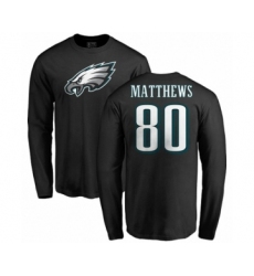 Nike Philadelphia Eagles #80 Jordan Matthews Black Name & Number Logo Long Sleeve T-Shirt