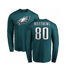 Nike Philadelphia Eagles #80 Jordan Matthews Green Name & Number Logo Long Sleeve T-Shirt