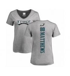 Women's Nike Philadelphia Eagles #80 Jordan Matthews Ash Backer V-Neck T-Shirt