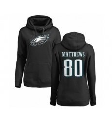Women's Nike Philadelphia Eagles #80 Jordan Matthews Black Name & Number Logo Pullover Hoodie