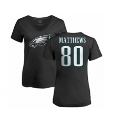 Women's Nike Philadelphia Eagles #80 Jordan Matthews Black Name & Number Logo Slim Fit T-Shirt